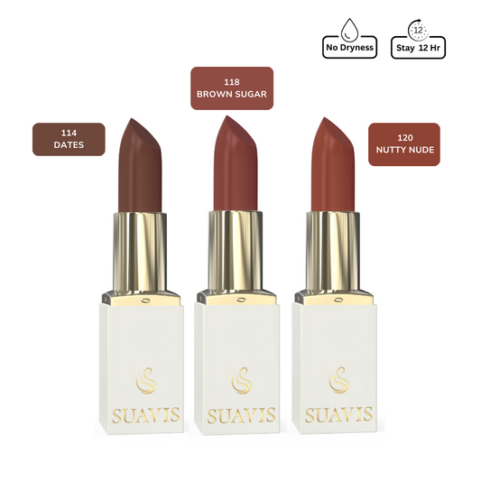 Combo - Dates (114), Brown sugar (118) and Nutty nude (120)